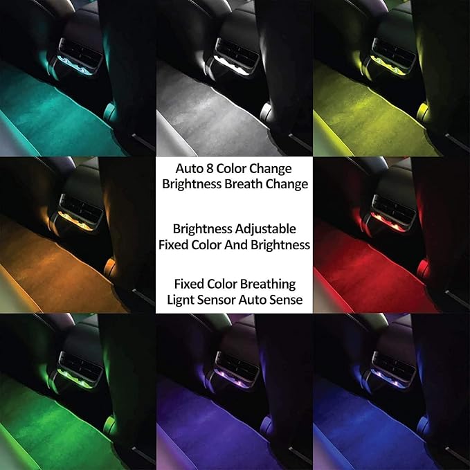 AOZITA Mini USB LED RGB Light Brightness Adjustable 8 Color Changeable for Car, Laptop, Keyboard. Atmosphere Smart Night Lamp for Home Decoration (DC : 5V) (Quantity: 1)