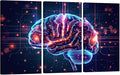 LSIUHWUWI Wall Decor for Bedroom AI Brain Cloud Networking Posters and Prints GPU, Crypto, AI Pictures Print on Canvas 3 Pieces Wall Artwork Stretched And Framed Ready to Hang 20x40inchx3