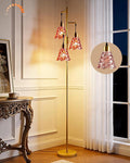 Glass Floor Lamps for Living Room, 67'' 3-Light Dimmable Floor Lamp with Rose Red Glass Shade& E12 Bulbs Included, Mid Century Standing Tall Lamp for Bedroom/Sofa Beside/Corner Decor-Gold
