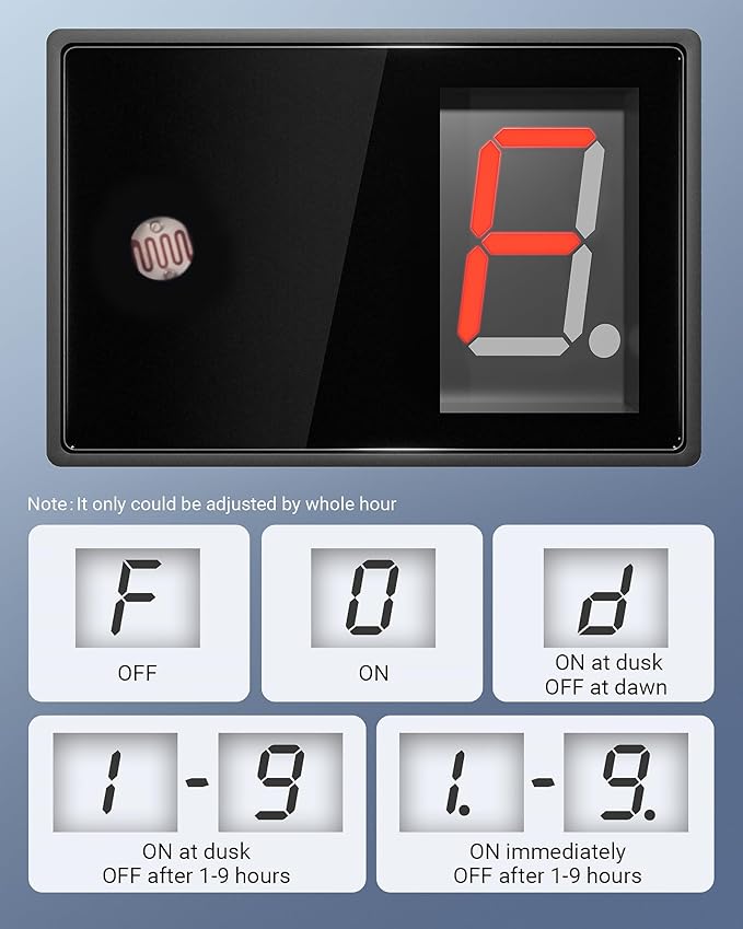 DEWENWILS Light Timer Outdoor Weatherproof, Countdown Photocell Sensor Timer with Electrical Grounded Outlets for String Light, 13 A, 1/2 HP, UL Listed 2 Pack