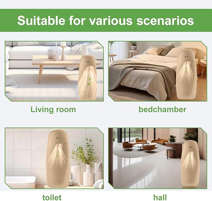 4PCS Automatic Air Freshener Spray Dispenser, Wall Mounted or Free Standing Battery Operated Sprayer for Bathroom Multiple Time Scent Mist Release Settings for Room Restroom Sprayer (Khaki, L)