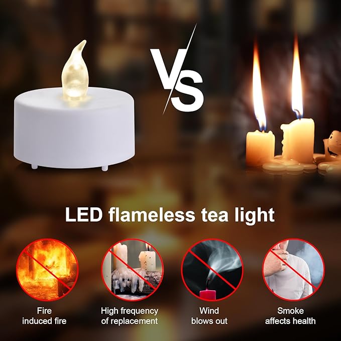 LED Tea Lights with Remote Control: Battery Operated Realistic and Bright Flickering Long Lasting 400+Hours Flameless Candles for Home Decor Holiday Wedding Party Valentine's Day(12pcs WarmWhite)