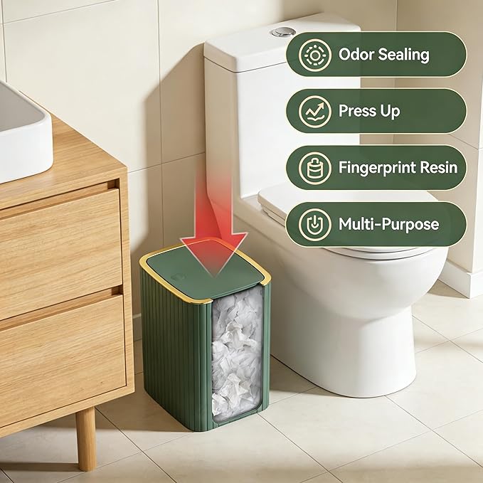 Bathroom Accessories Set-23Pcs Set, Complete Bathroom Decor & Home Decor, Bathroom Set with Toilet Brush, Trash Can, Soap Dispenser,Modern Bath Essentials (Green, Bath Set+Shower Curtain&Liner Set)
