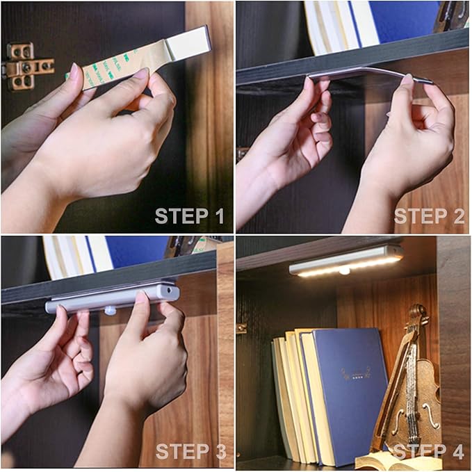 LDOPTO Battery Operated Lights Wireless Under Cabinet LED Closet Lighting Under-Counter Light fixtures Without Wiring with Remote/Touch Control for Kitchen Shelf Hallway Stairs, 3 Colors 3 Pack