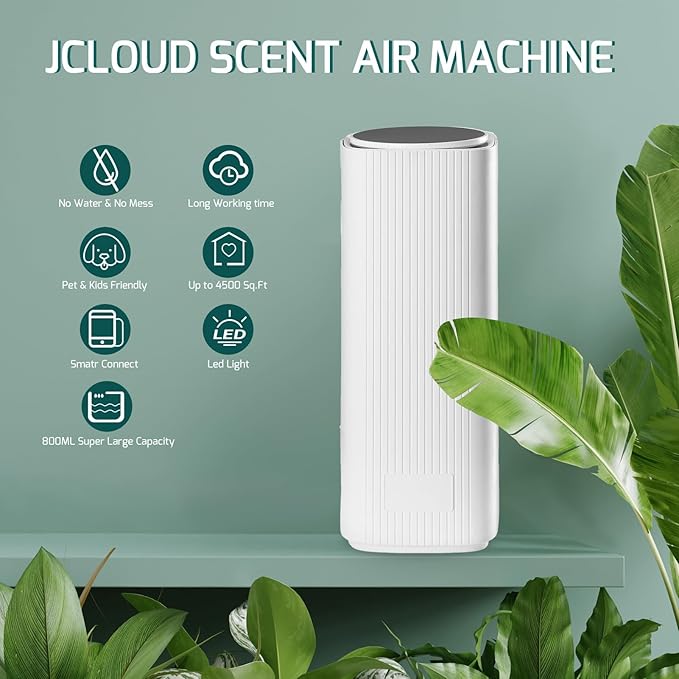 JCLOUD Smart Air Machine with Led for Home, Professional Waterless Diffuser for Essential Oils with Cold Air Technology Covers Up to 4500 Sq. Ft, 800ML Home Luxury Scents & Hotel Scents for Large Room
