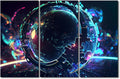 TUMOVO 3 Piece Canvas Wall Art Cyber Space 3D Posters Digital World Canvas Prints Art for Living Room Bedroom Decoration, Artificial Intelligence Artwork Giclee Framed Ready to Hang, 60" Wx40 H
