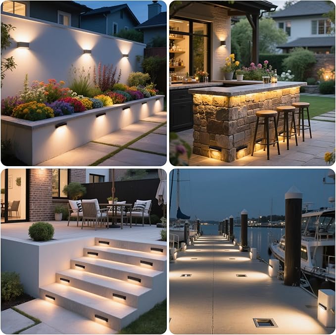 Energetic 5CCT LED Outdoor Step Lights, Low Voltage Deck Lights for Landscape, Yard, Driveway, Garden, Porch, Stairway, 8 inch, 5W, 2200K/2700K/3000K/4000K/5000K, IP65 Waterproof, Aluminum, Pack of 8