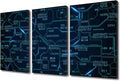3 Pieces Canvas Wall Art Print Computer Chip Wall Art for Bedroom Circuit Board Wall Decor Art Paintings CPU Concept Modern Giclee Artwork for Office Home Decor Framed Ready to Hang(24"Wx36"H)