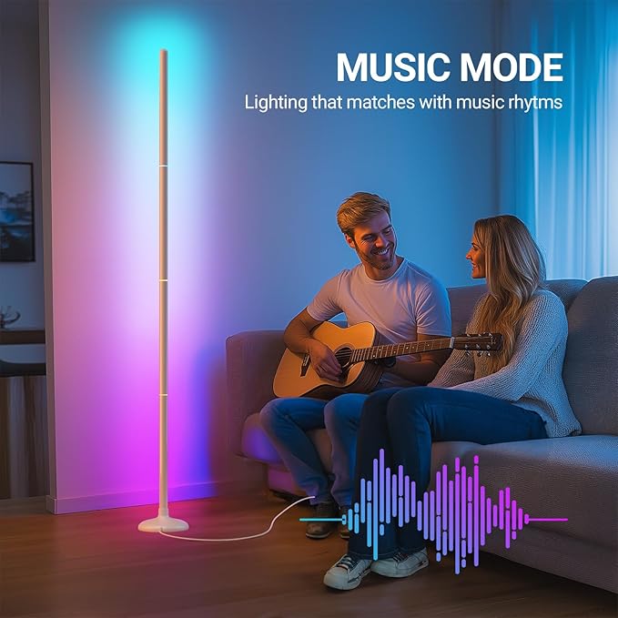 Smart Floor Lamp, RGB LED Corner Lamp with App & Remote, Modern Floor Lamp with 16 Million DIY Colors/Music Sync/Timer, Ambient Lighting Floor Lamps for Bedroom, Living Room, Game Room