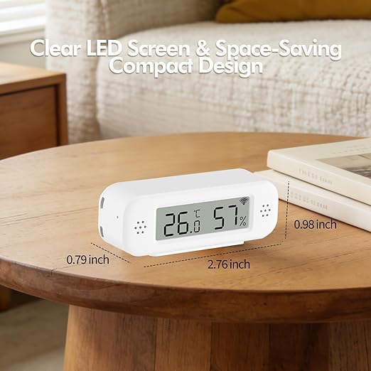 eMylo WiFi Thermometer Hygrometer Sensor, Wireless Indoor Temperature Humidity Monitor with App Control, Notification Alerts, Free Data Storage Export, for Home Pet Greenhouse, Compatible with Alexa