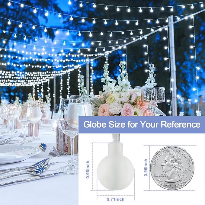 JMEXSUSS 100ft Globe String Lights Indoor Outdoor Waterproof, 200 LED White Christmas Fairy Lights Plug in with Remote, Connectable Hanging Lights for Bedroom Patio Holiday Tree Party Christmas Decor