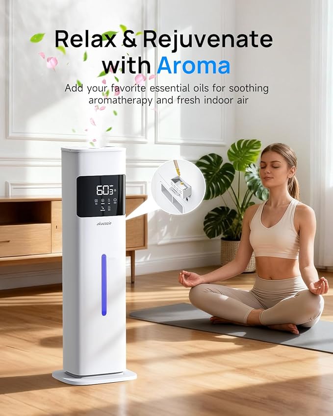 Warm & Cool Mist Humidifiers for Bedroom 500 sq ft, 2.1Gal/8L Top-Fill Humidifier Large Room with Essential Oil Diffuser, Large Room Humidifiers for Home Baby Nursery Office Plants, White