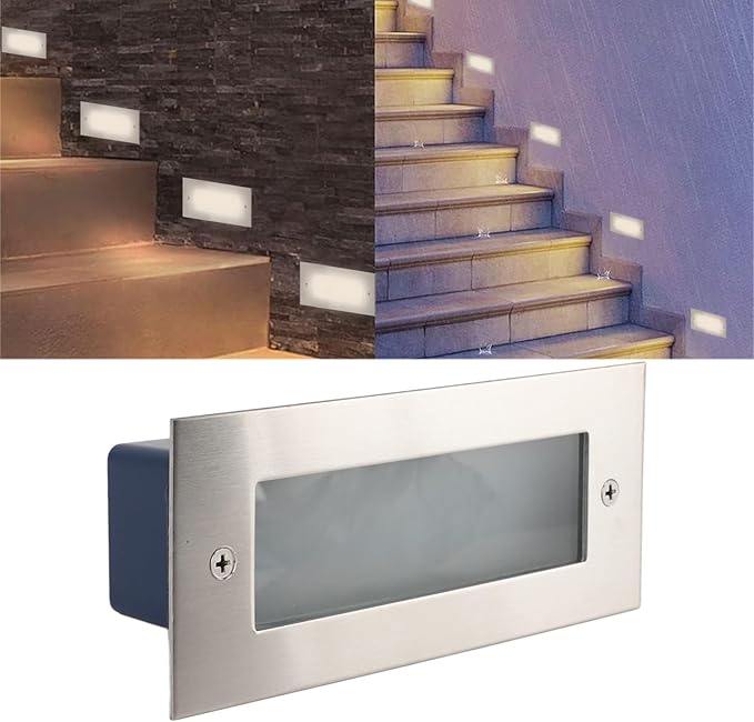 BORDSTRACT Led Stepper Light, Indoor and Outdoor Aluminum Alloy Waterproof Recessed Staircase Wall Light 85 to 265v, Lamps for Stairs, Steps, Attic