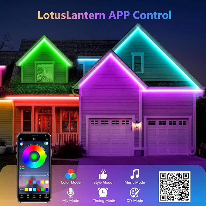 100Ft Outdoor LED Strip Lights, IP68 Waterproof RGB Color Changing LED Lights with IR Remote and APP, 24V Music Sync Light Strips, Flexible Outdoor LED Tape Lights for Garden Terrace-100Ft