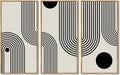 KUVIOKE Boho Wall Decor Black Minimalism Line Abstract Bohemian Art Ready To Hang 8x16in3pcs Natural Framed