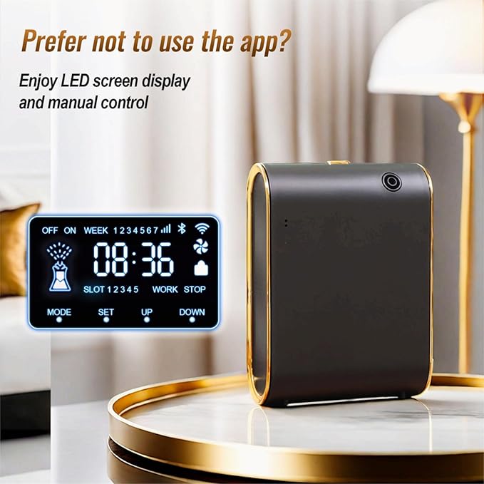 Scent Air Machine Waterless Essential Oil Diffuser - 1500 Sq Ft Coverage, Smart Cold Air Technology, Bluetooth Hotel Collection Diffuser for Home & Commercial Use (Black)