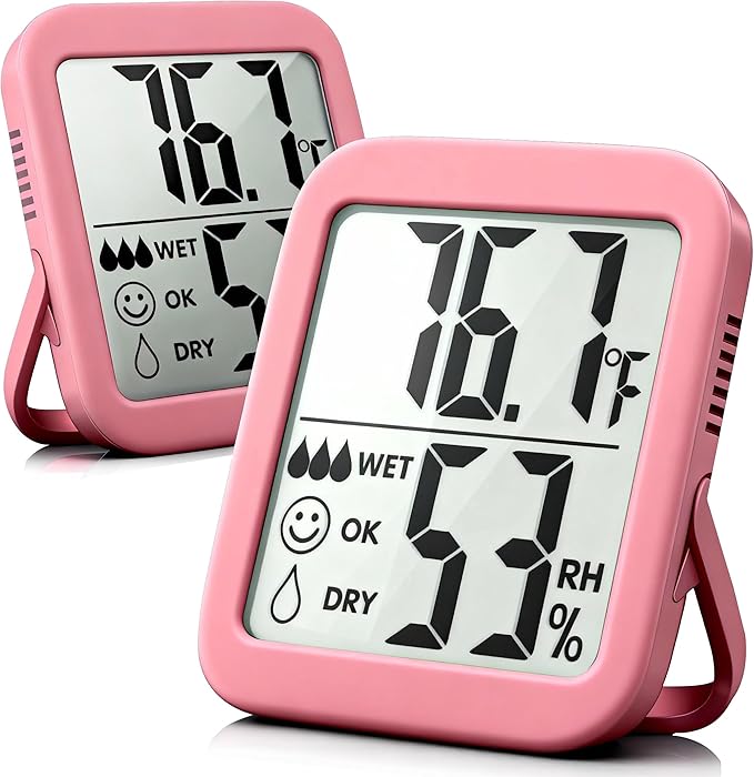 Antonki 2 Pack Room Thermometer for Home, Hygrometer Indoor Humidity Meter Gauge, Digital Temperature and Humidity Monitor Sensor for House, Terrarium, Incubator, Greenhouse - Battery Included