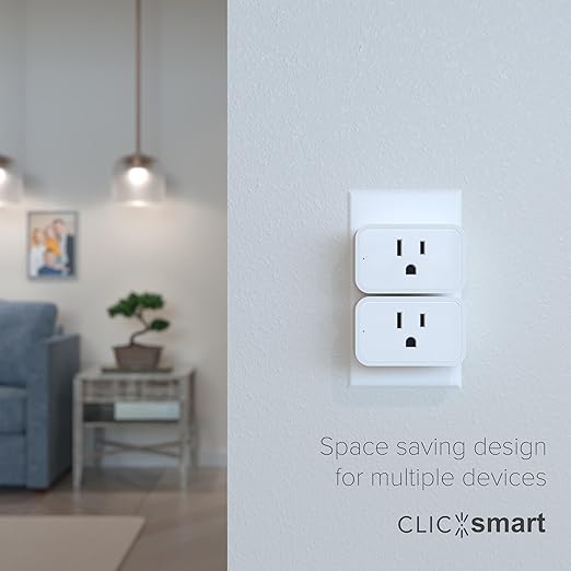 ClicSmart Smart Home Wi-Fi Outlet Smart Plug for Outlets | Compatible with Alexa & Google Home to Control by Voice | Remote Control Regular Lights and Devices from Anywhere via Free ClicSmart App