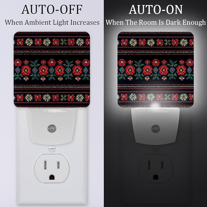 2 Pack Traditional Horizontal LED Night Light Lamp with Smart Sensor Dusk to Dawn Sensor, Daylight White, 0.5W Plug-in