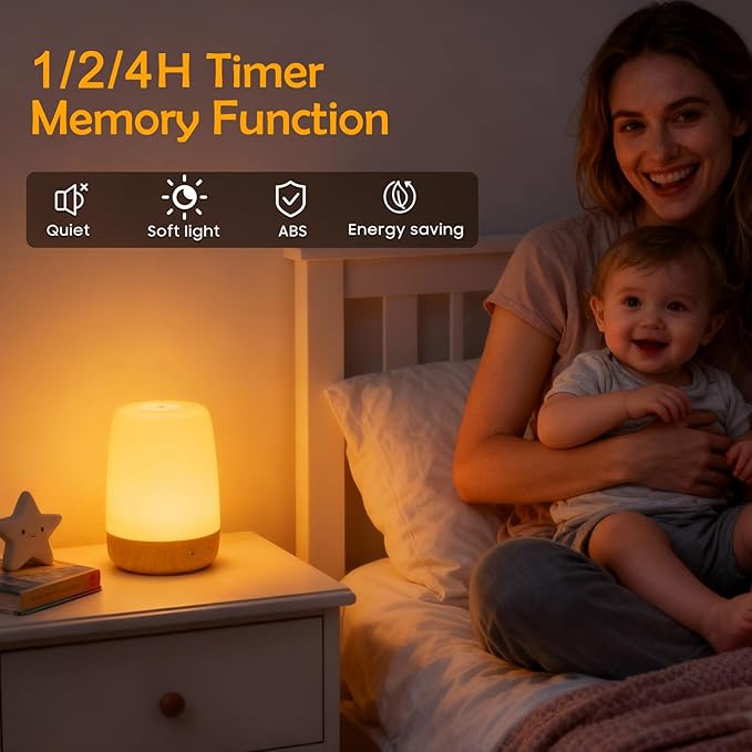 ELITUN Bedside Baby Night Light, Changing 256 RGB Colors Rechargeable Night Light for Kids, Small Wireless Table&Bedside Lamp, Eye Caring Dimmable LED Touch Lamp for Toddler, Kids, Nursing