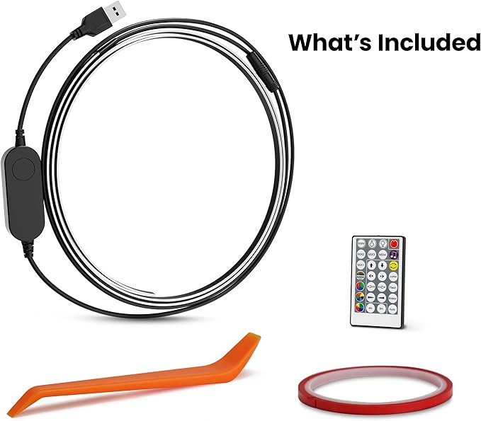 Feit Electric 5ft Indoor LED Light Strip, Dimmable, 0.1-Inch Wide, Multi-Color Chasing, USB-Powered, Filling & Stacking Patterns for Car Dashboards, Desks, Shelves & Furniture, TAPE60/TCOB/RGB/USB