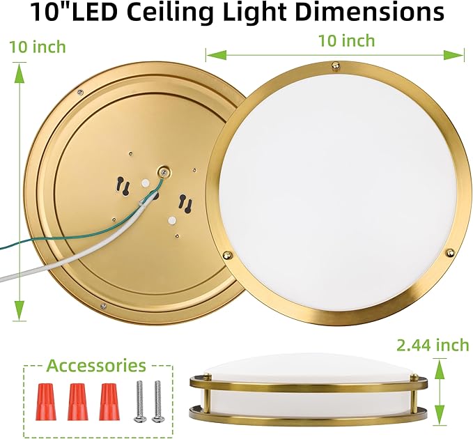 hykolity 10 inch Flush Mount LED Ceiling Light Fixture, 17W 1100lm, 2700K/3000K/3500K/4000K/5000K Adjustable Ceiling Lights, Gold Saturn Dimmable Lighting for Hallway Bathroom or Kitchen