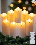 9-Pack White Flickering Flameless Candles Set with Remote Timer, 2" Diameter LED Pillar Battery Operated Candles Bulk for Home, Rustic and Farmhouse Decor (H 5" 6" 7" 8" 9")