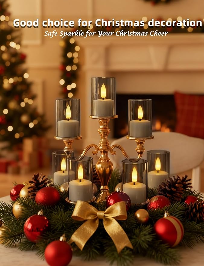 Rechargeable Acrylic Flameless Candles with Remote Timer, Flickering Warm White Tealights, Ideal for Home Decor Weddings Parties, Restaurants(Gray,Set of 6)