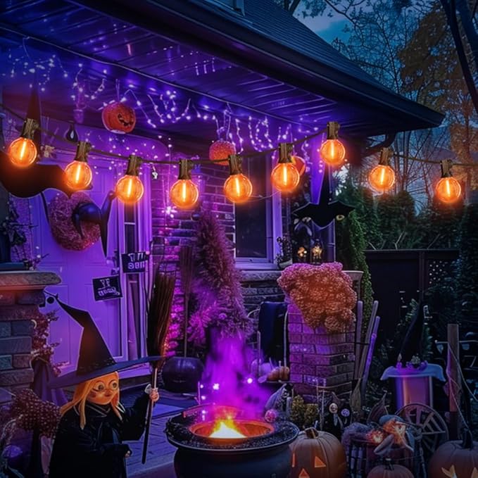 LAMPHOME LED Outdoor String Light, 26Feet Patio Lights with 12+1 Edison Shatterproof Bulbs(1Spare), UL Waterproof Outside Lights connectable Dimmable for Backyard Porch Decor,Orange