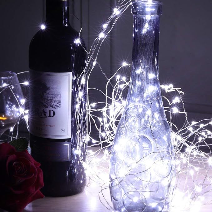 LIIDA [10-Pack] LED String Lights, 6.6FT LED Moon Lights 20 Led Micro Lights On Silver Copper Wire (Batteries Include) for DIY Wedding Centerpiece, Table Decoration, Party (Cool White)