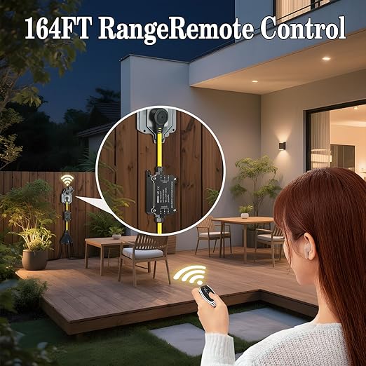 AC110V Outdoor Wireless Remote Control Power Switch, AC110V/120V/250V/20A Heavy Duty Weatherproof Smart Outlet Plug with 3-Way Y-Splitter,164FT Range for Lamps,Pumps,Dust Collectors