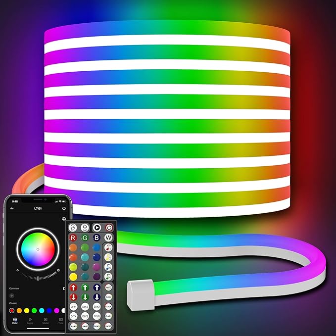 AILBTON 32.8Ft Neon Rope Lights,Flexible Led Rope Lights Control with App/Remote,Multiple Modes Music Sync Gaming RGB Led Neon Lights for Bedroom Outdoor
