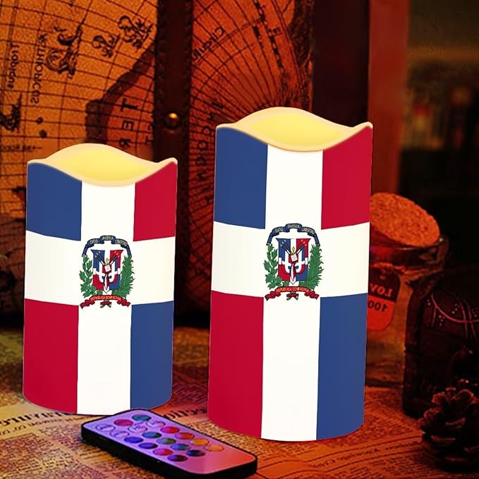 250th Anniversary Flameless Candles Plaid Pattern LED Battery Operated Remote Control Red White Blue Flickering Patriotic Decor for Independence Day Home Outdoor, 4 Pack