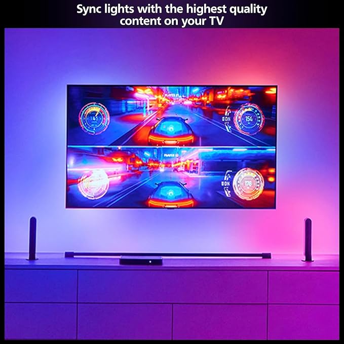 Philips Hue Play HDMI Sync Box 8K + Gradient 65" Smart TV Light Strip - Sync Your Video Games, Movies, and Music - Requires Hue Bridge - Supports Dolby Vision HDR10+ - Control with Hue App