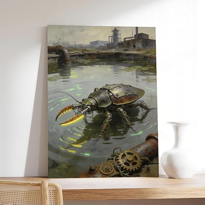 Framed Industrial Fantasy Wall Art for Living Room TV Wall Post Apocalyptic Style Home Decor 20x30inch(50x75cm)