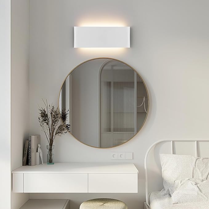 11"Modern LED vanity light,15W Dimmable 5 CCT (3000K-6500K) Adjustable Wall Lamp,Up and Down Wall Lighting,Indoor Wall Sconce for Bedroom,Staircase,Hallway,Dressing Table, 2 Pack（White）