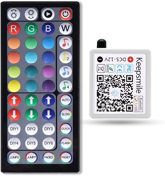 Tenmiro Smart App Bluetooth Controller and 44 Keys IR Remote Control, Suitable for 24V RGB led Strips