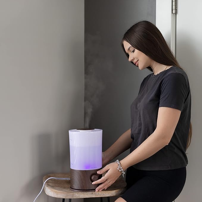 BlueHills Premium Set of Two Large 1000 ML and 2000 ML XL Essential Oil Diffusers Humidifier Combo for Large Room Home with Décor LED Lights Great Gift – Value Pack of Wood Grain and Dark Wood Grain
