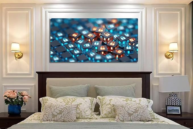 Wibinuki Wall Art Wall Decor Wall Paintings Network tack. Broken Security System s for Living Room Bedroom Bathroom Home Decor Can Be Hung Directly 20"x 40"