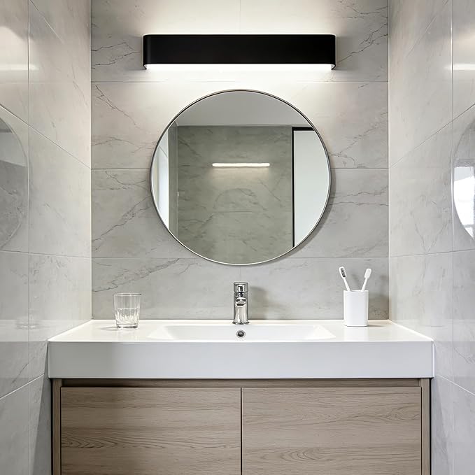Modern LED Wall Sconce, 28W Dimmable 5CCT (3000K-6500K), Upper and Lower Illuminated Wall Sconce, for Bedroom, Living Room, Hallway, Vanity Lights (22 Inch - Matte Black 1 Piece)