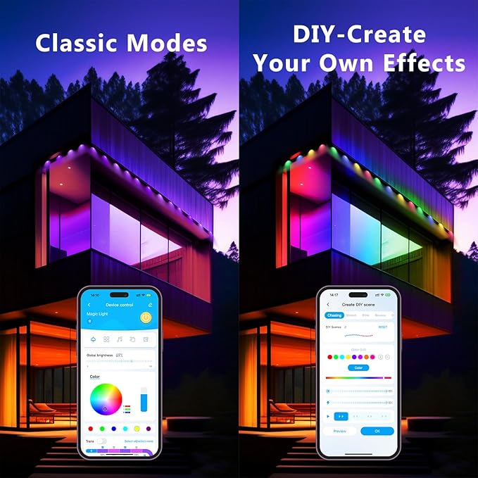 dalattin Led Christmas Lights 65.6ft, Smart IIC RGB Fairy Lights 200 LEDs, IP65 Waterproof, APP Supports Music Sync, Christmas Decorations, Indoor and Outdoor Fairy Lights with App and Remote Control