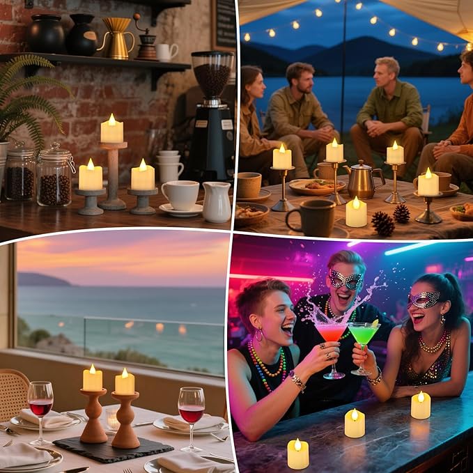Ymenow Flameless Candles with Remote Timer & Charging Base, 12pcs Rechargeable Battery LED Votive Tea Lights Candles Flickering for Wedding Home Table Party Dinner New Years Valentines Day Decor