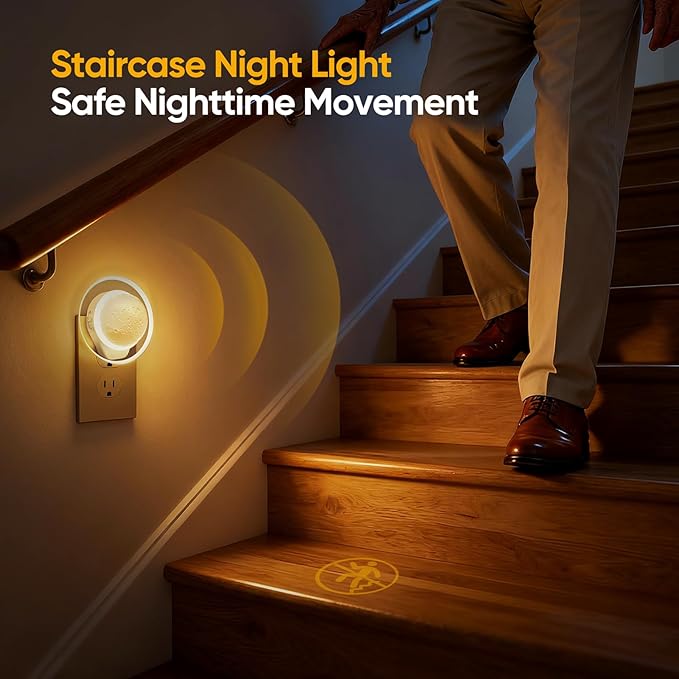 2 Packs Night Lights Plug into Wall - Motion Sensor Plug in Night Light with Auto Dusk to Dawn,Dimmable Soft White, Bright Nightlight for Cruise Bedroom Bathroom Hallway Kitchen