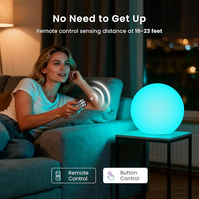 LOFTEK 12-inch LED Dimmable Light Ball: Waterproof Floating Pool Lights with Remote, 16 Colors Sphere Night Light, Cordless & Fast Chargeable, Sensory Toys for Kids, Home, Party, Pool Decor