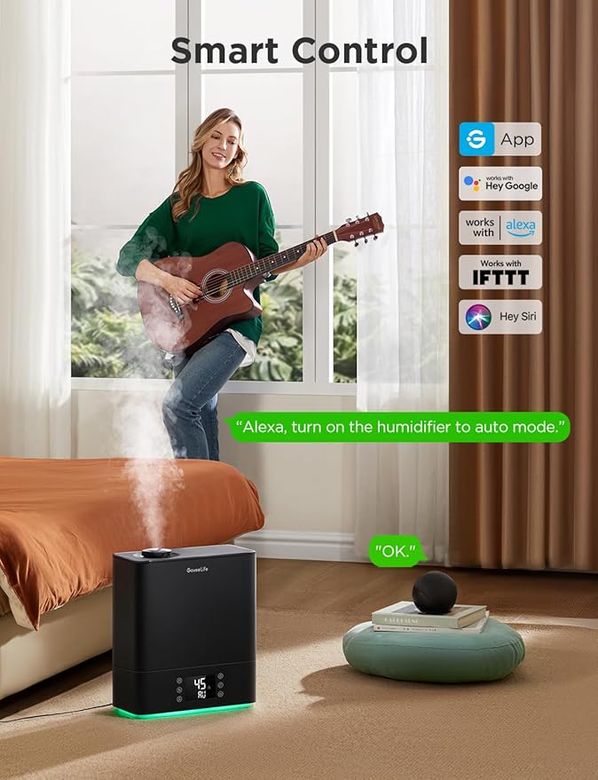 GoveeLife Humidifiers for Bedroom H7142 bundle with GoveeLife Smart Humidifier for Bedroom Large Room H7145