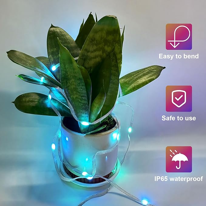 WS2812B Fairy String Lights Addressable Individually RGB IC, PVC Wire 16.4FT 50LEDs DC5V/2A for Twinkle Home Garden Bedroom Outdoor Indoor Decor(No Adapter or Controller) 2PCS