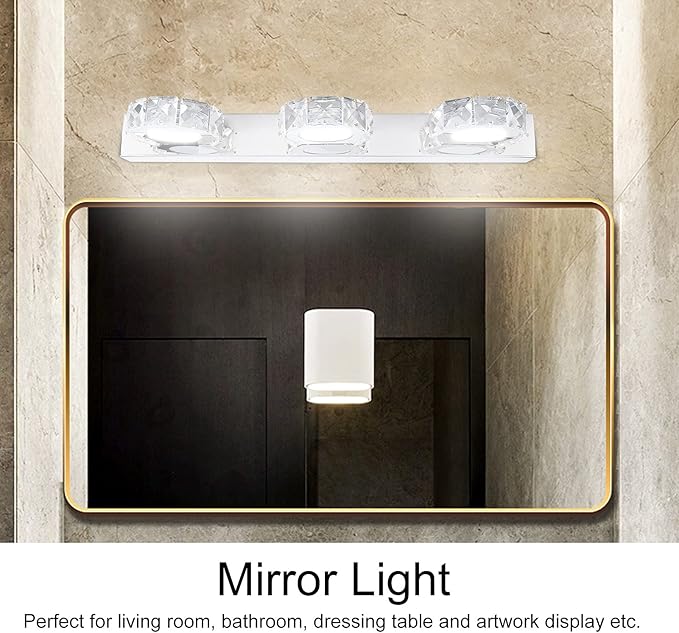 Waterproof LED Mirror Front Light, 16W, 4 Lights, 85-265V, Round Makeup Lights, White - IP65 Protection, Energy Saving, Bathroom and Dressing Room Use (3 Lights)