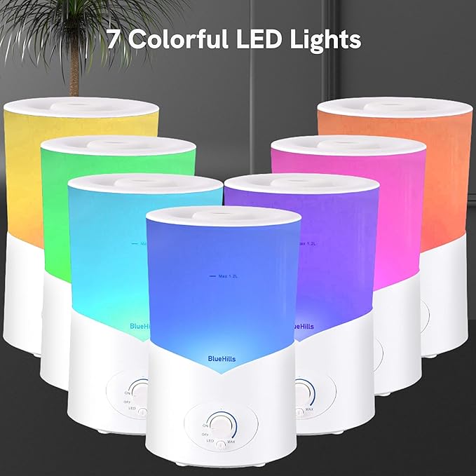 BlueHills Large 1000 ML XL Essential Oil Diffuser White Aromatherapy Humidifier 1 Liter Capacity for Big Living Area Baby Room Home Long Run Huge Coverage Area High Mist Large Size 1L A1