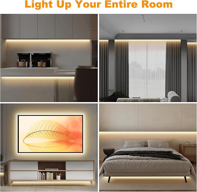 Smart White COB Led Strip Light with App and Remote, 16.4ft 2700K Bright Warm Color WiFi COB Light Strip Compatible with Alexa Google, Dimmable Indoor Led Lights for Mirror, Cabinet, Kitchen