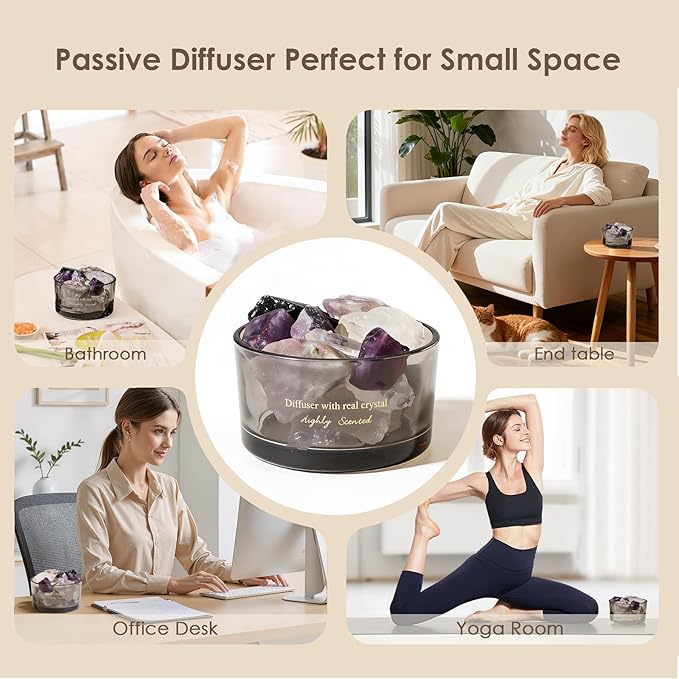 Aroma Stone Passive Diffuser with Essential Oils for Home, Bathroom, Office | Room Scent | Home Decor & Fragrance, Elegant Gift Packaging(Lavender Scent)